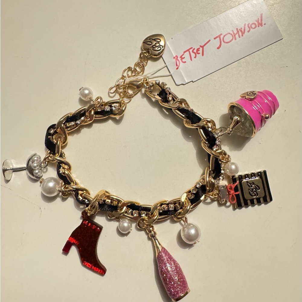 Betsey Johnson Gold and Black Charm Bracelet